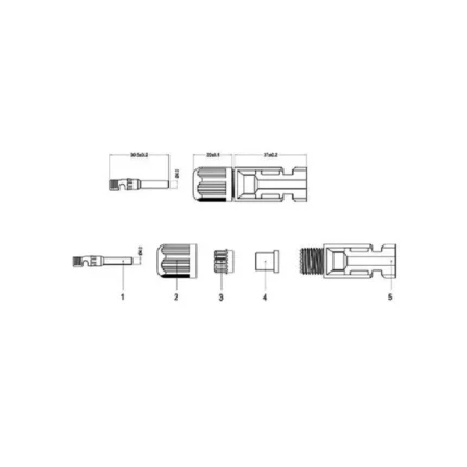 MC4 Connector Αρσενικό Solar 4-6mm² 25A 1000V 1